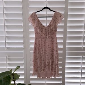 WAYF Polka Dot Midi Dress in Blush